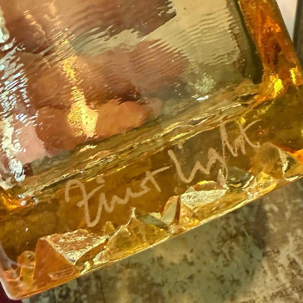Fire & Light Signed Rocks Glass, Citrus • Arcata CA • Hand‑Poured Recycled Glass - Picture 4 of 9